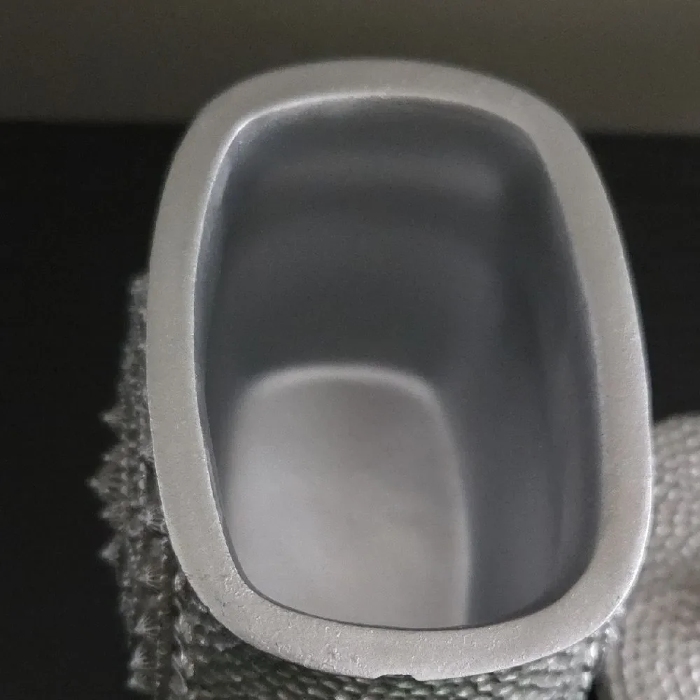 Silver Textured Decorative Jar